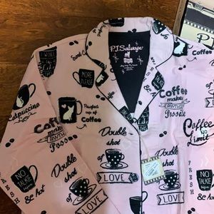 PJ Salvage coffee time flannel pajama set- XS